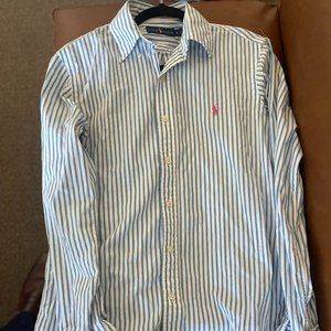 Ralph Lauren Men's Button Up - Striped Light Blue Pink